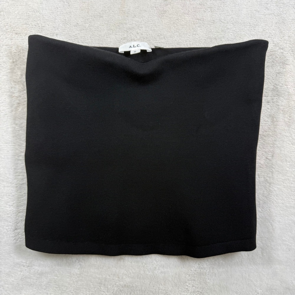 A.L.C. Black Ribbed Knit Strapless Tube Top Womens M 7SWTP00447